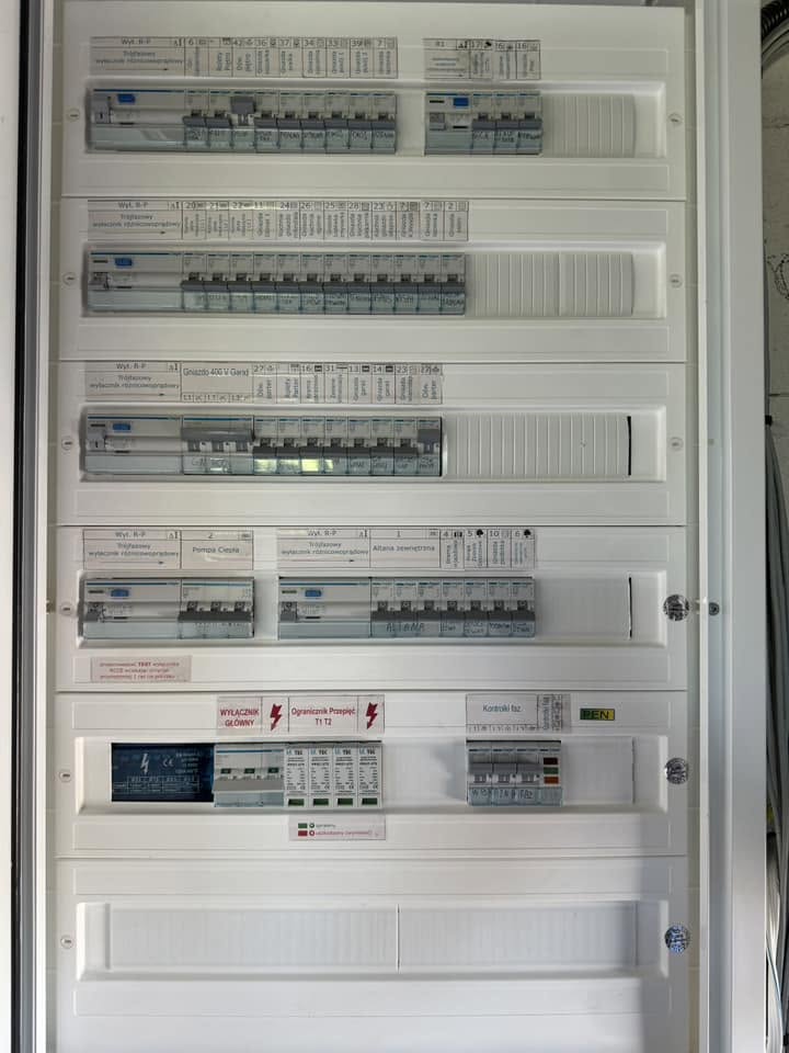 Rozdzielnica elektryczna z wyłącznikami nadprądowymi i różnicowoprądowymi — zdjęcie 5 z 6